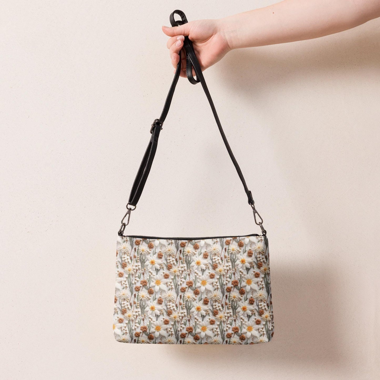 Bolso bandolera, bolso de mano con estampado floral de crochet, bonito bolso de mano tipo sobre para el día a día, informal, elegante, a la moda