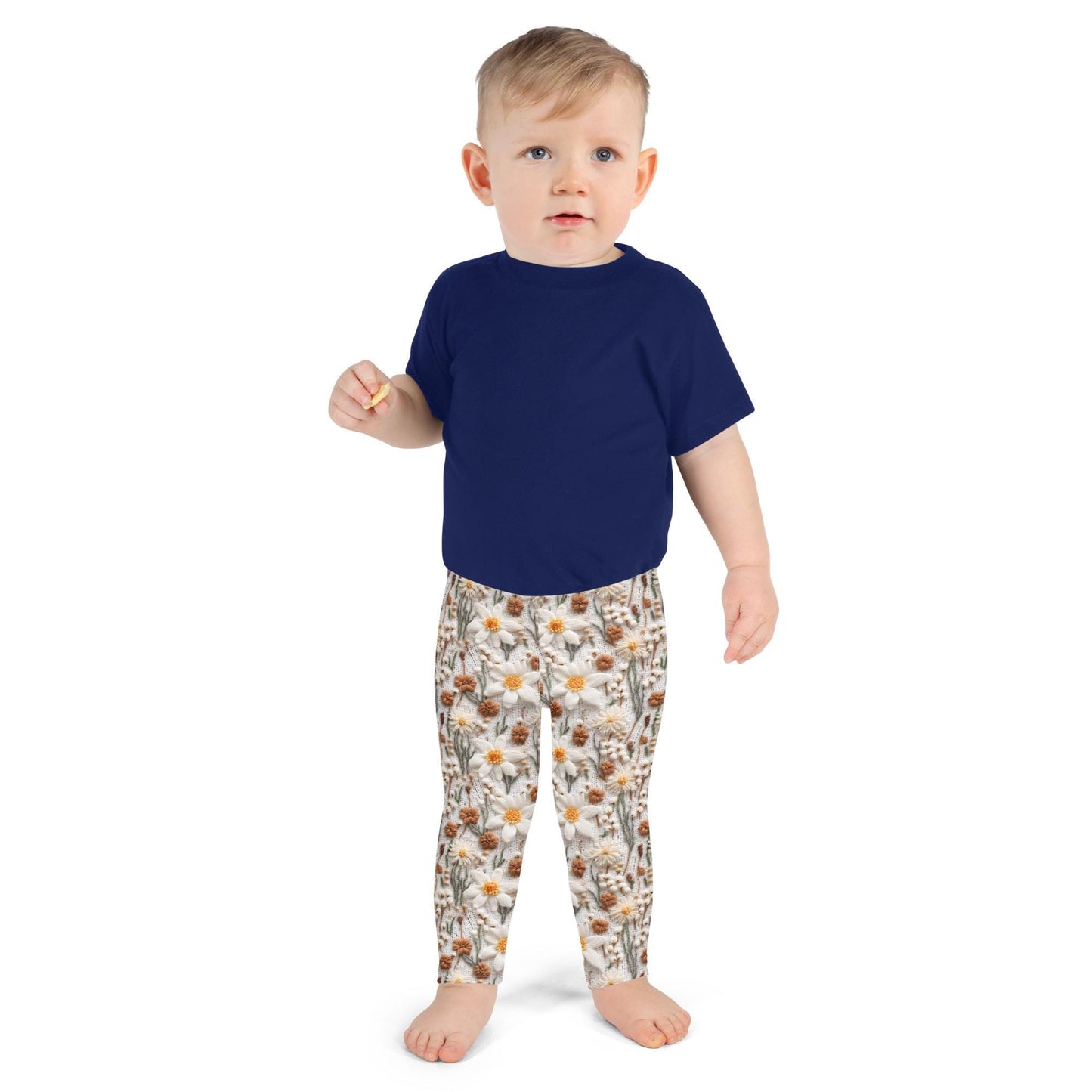 Kid's Leggings, adorable AOP soft stretchy crotchet floral print design children pants stockings great for school travel playground