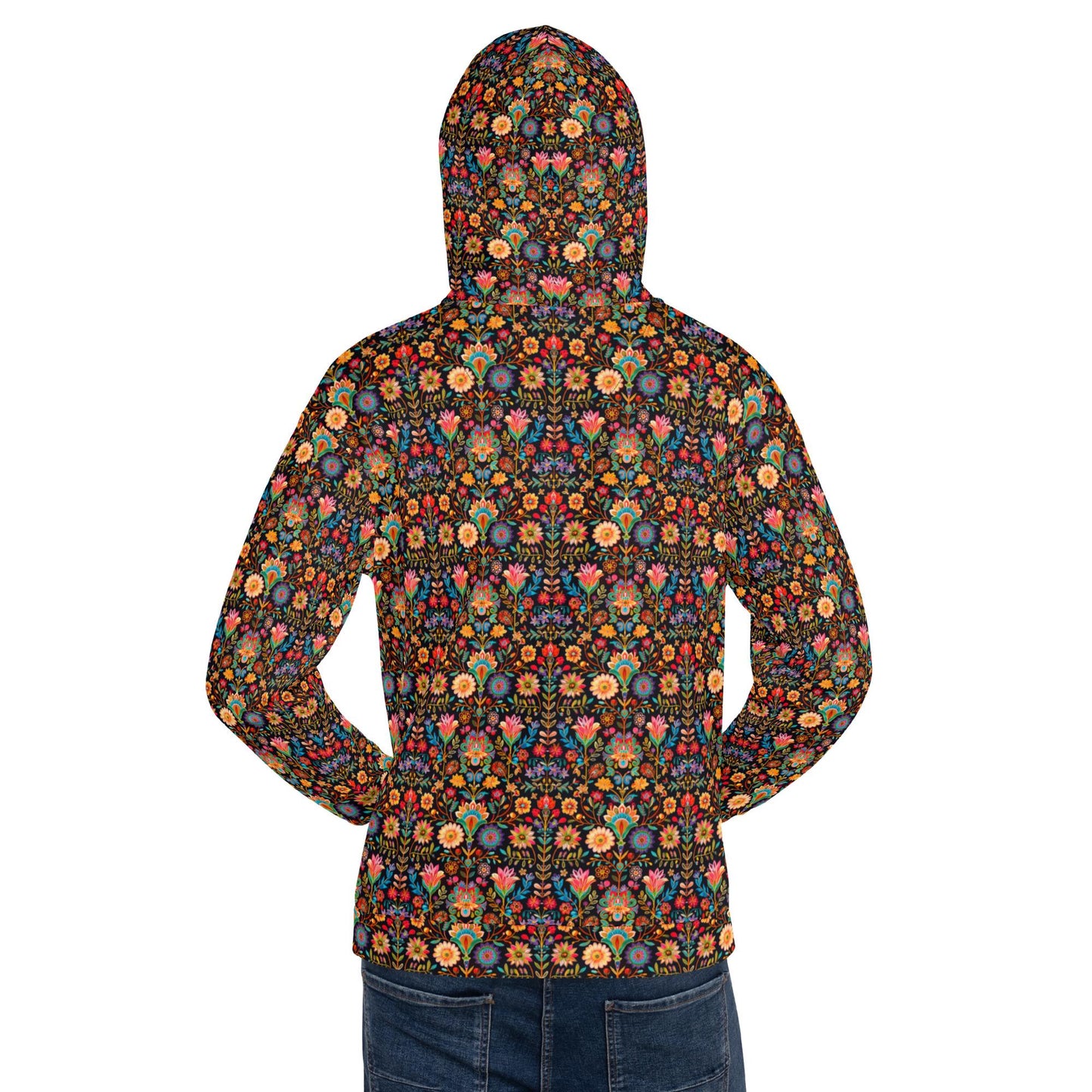 Men's vibrant colorful all over print design casual warm cozy cuddle up weather school work outside clothing wear hoodie sweatshirt