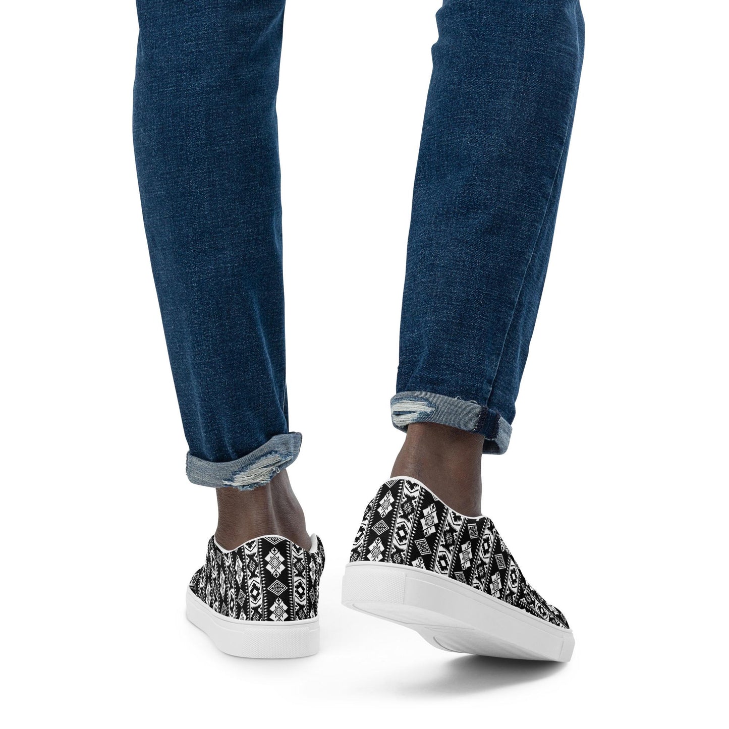 Men’s slip-on canvas shoes, Tribal design men casual jean everyday wear stylish clean comfortable walking work shopping soft male shoe