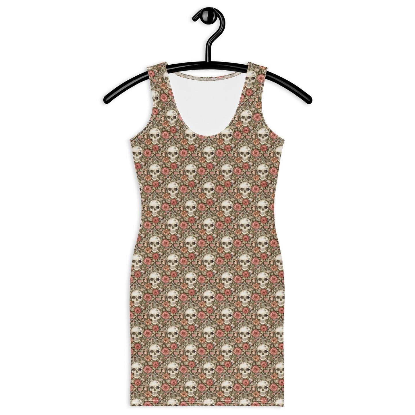 Bodycon dress, Sugar skull floral print all over design body fitted cute dinner night blazer sleeveless sexy stylish female above knee dress