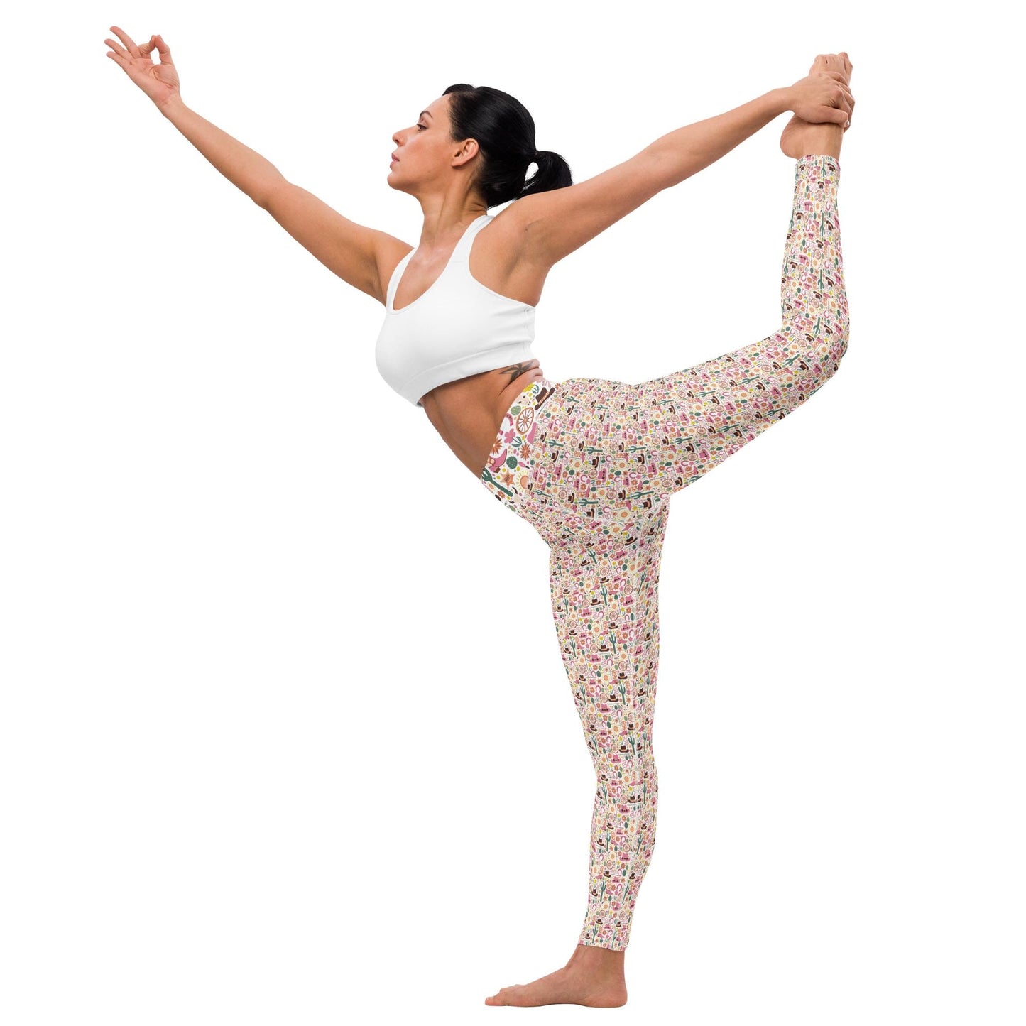 Yoga Leggings, Southern country style design all over pattern female workout casual stretchy soft smooth stylish blazer shirt pairing pants