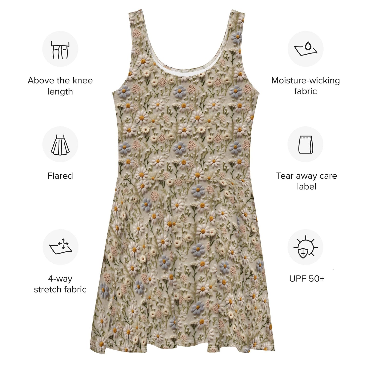 Skater Dress, beautiful multi floral pattern stylish fashion versatile family gathering office party dinner date any occasion cute dress