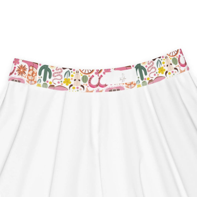 Skater Skirt, Cowboy country style pattern flattering comfy casual dressy everyday day night life flowy colorful skirt The Aurora Touch
