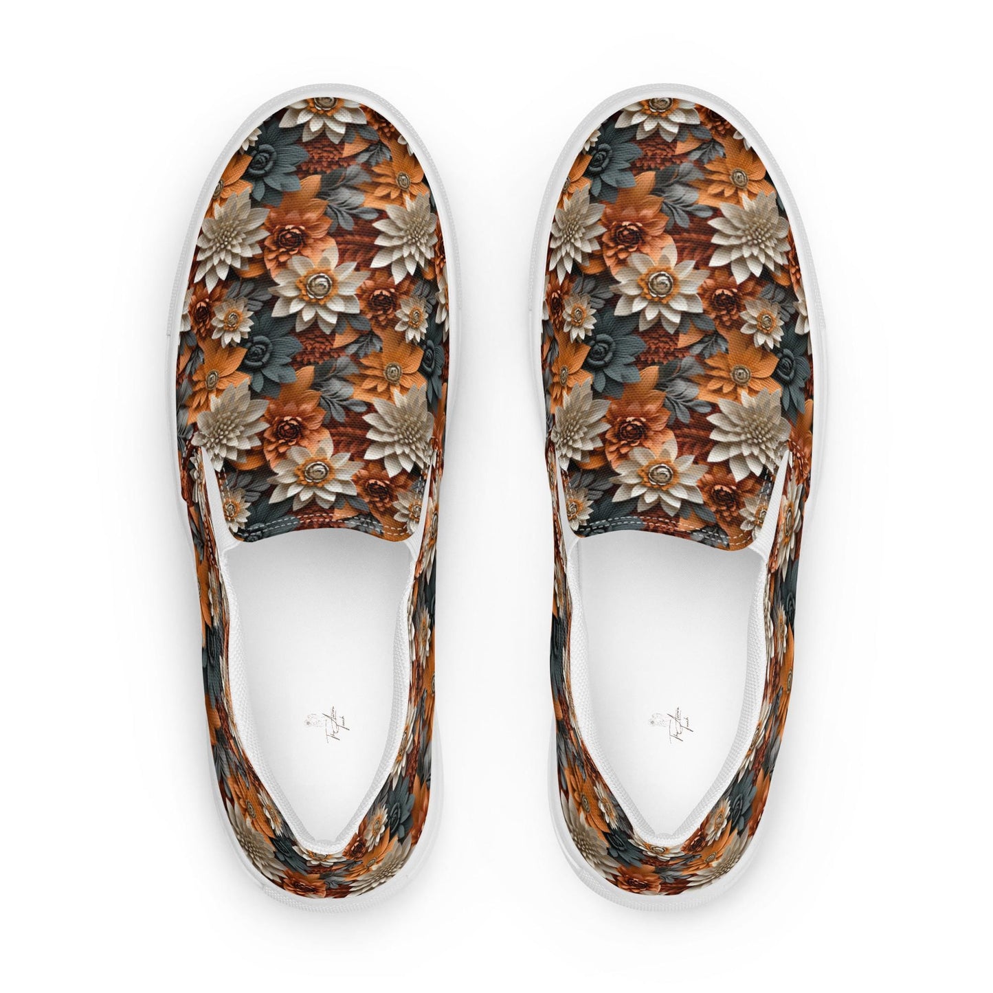 Women’s slip-on canvas shoes, Fall leaves floral all over pattern print design casual everyday walking working school fashion shoe wear