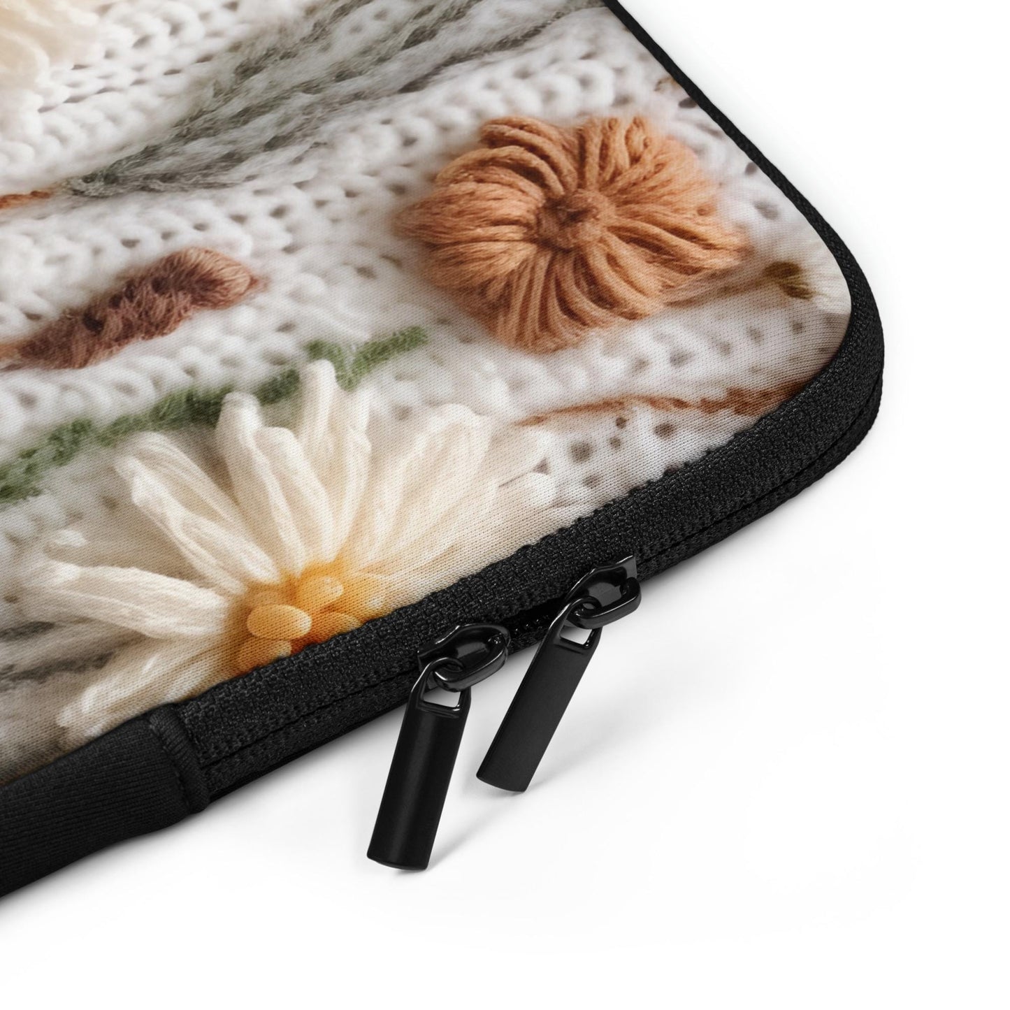 Laptop Sleeve, crotchet pretty floral pattern print office school student computer travel carry stylish minimilist pouch great gift