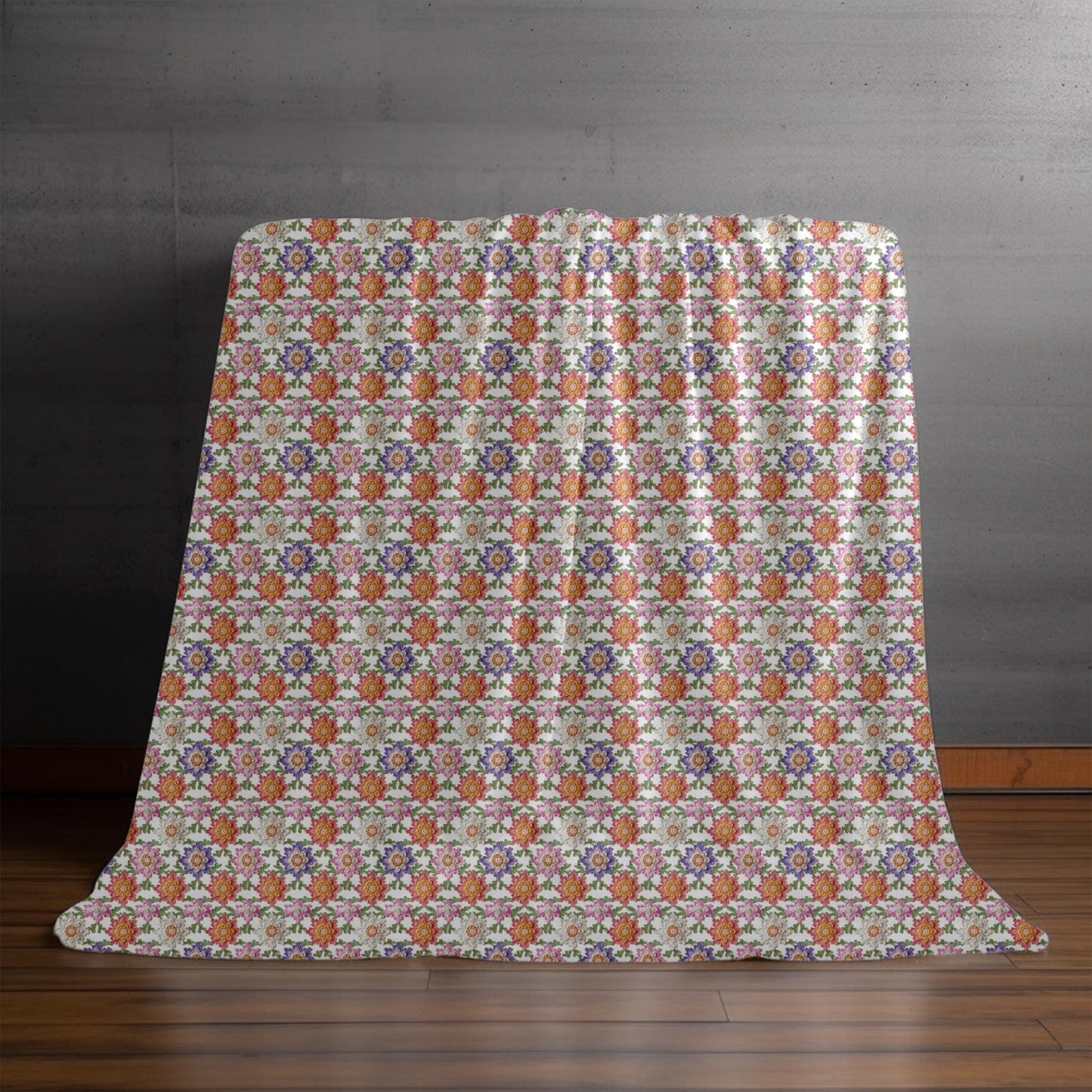 Throw Blanket, Colorful grandma crotchet all over pattern design soft comfy minimilist country classic fleece bedspread couch chair throw, great xmas gift