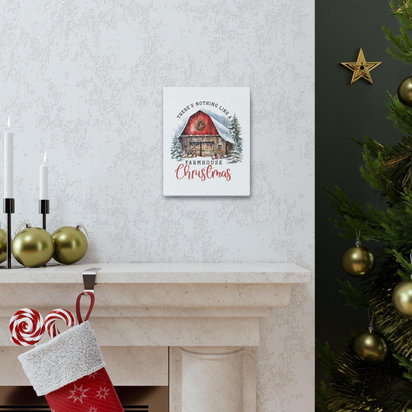 Canvas Gallery Wraps, Farm House Country Xmas style barn hallway office kitchen casual room wall art home decor design