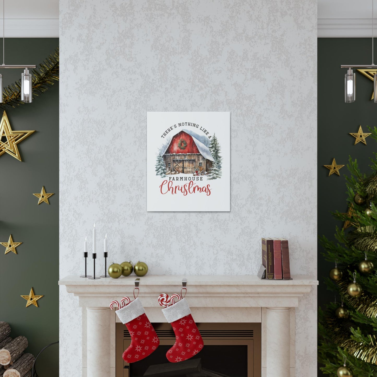 Canvas Gallery Wraps, Farm House Country Xmas style barn hallway office kitchen casual room wall art home decor design