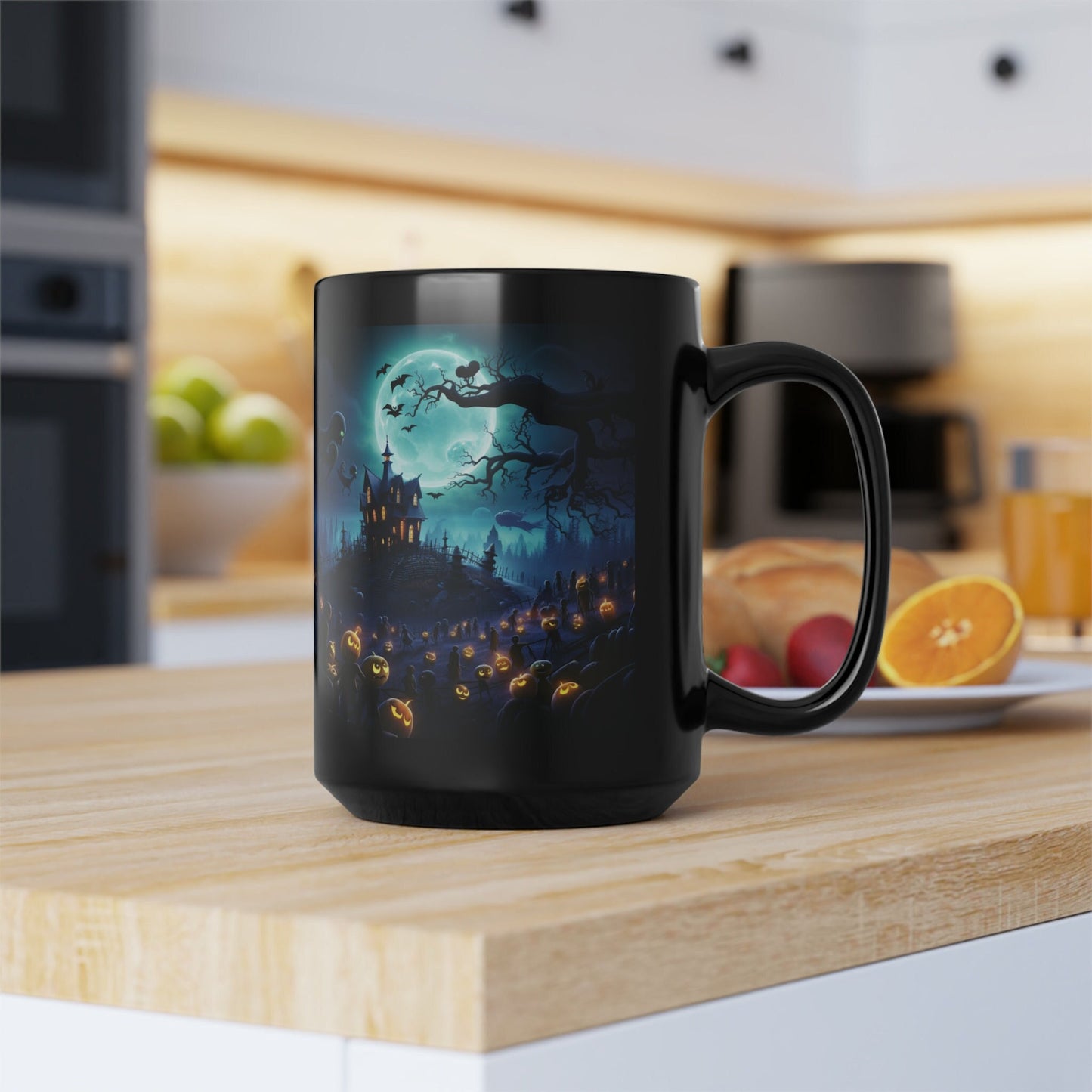 Black Mug, 15oz, Pixar Theme Halloween dark large festive holiday spooky fun coffee kitchen beverage morning evening drinking cup