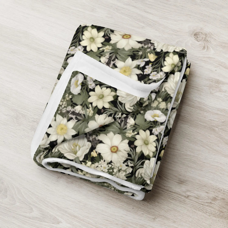 Throw Blanket, Floral all over print pattern soft velveteen relax couch bed travel stylish eye catching decorative chair gift throw. The Aurora Touch
