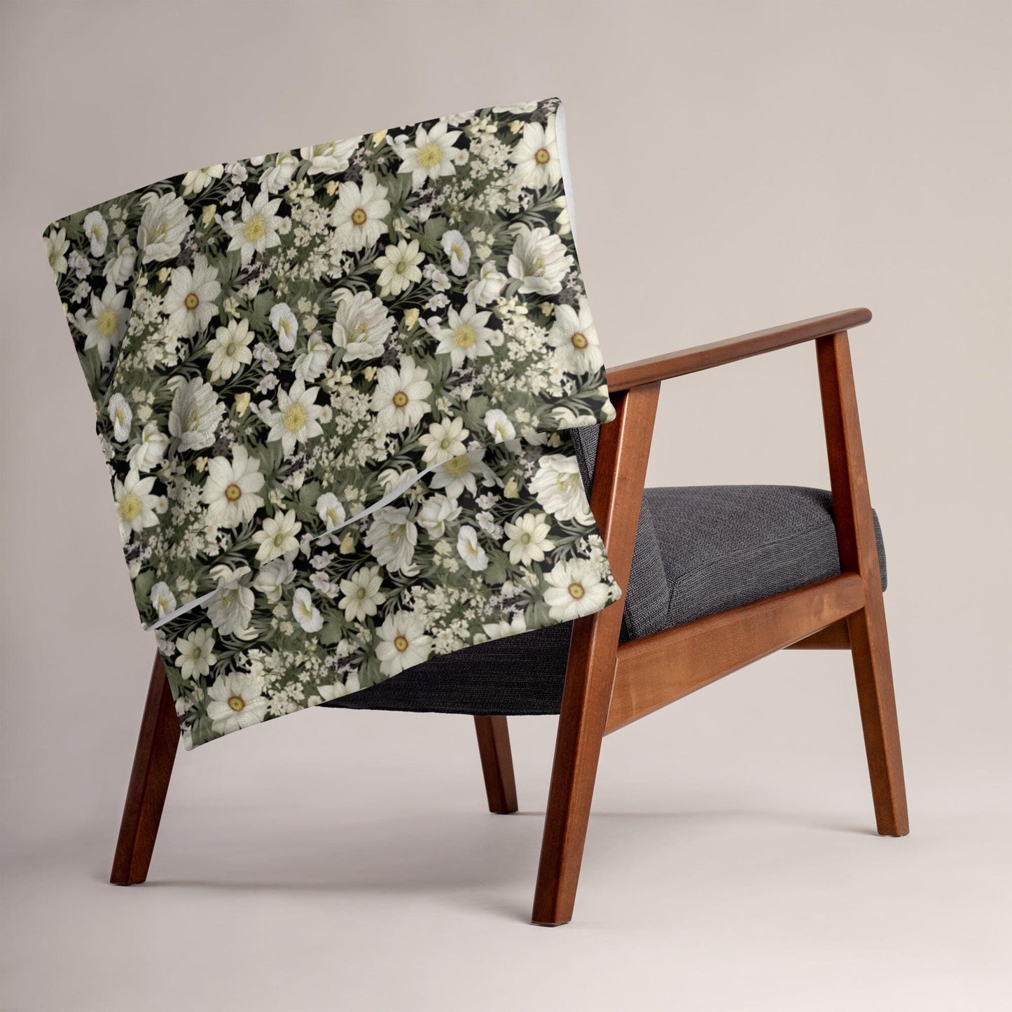 Throw Blanket, Floral all over print pattern soft velveteen relax couch bed travel stylish eye catching decorative chair gift throw.