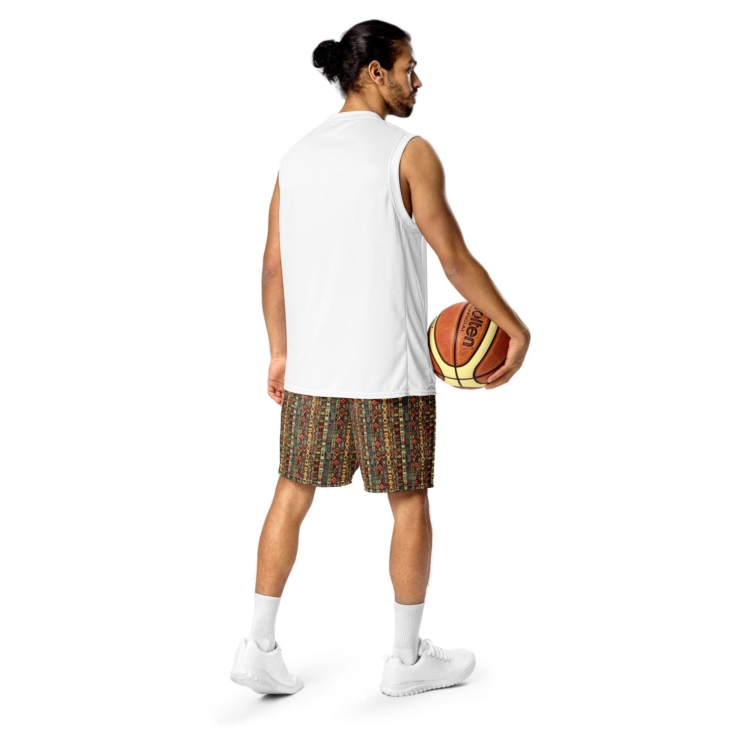Men's mesh shorts, Tribal Native all over print pattern casual sporty flexible workout shopping walking all activity stylish short pants