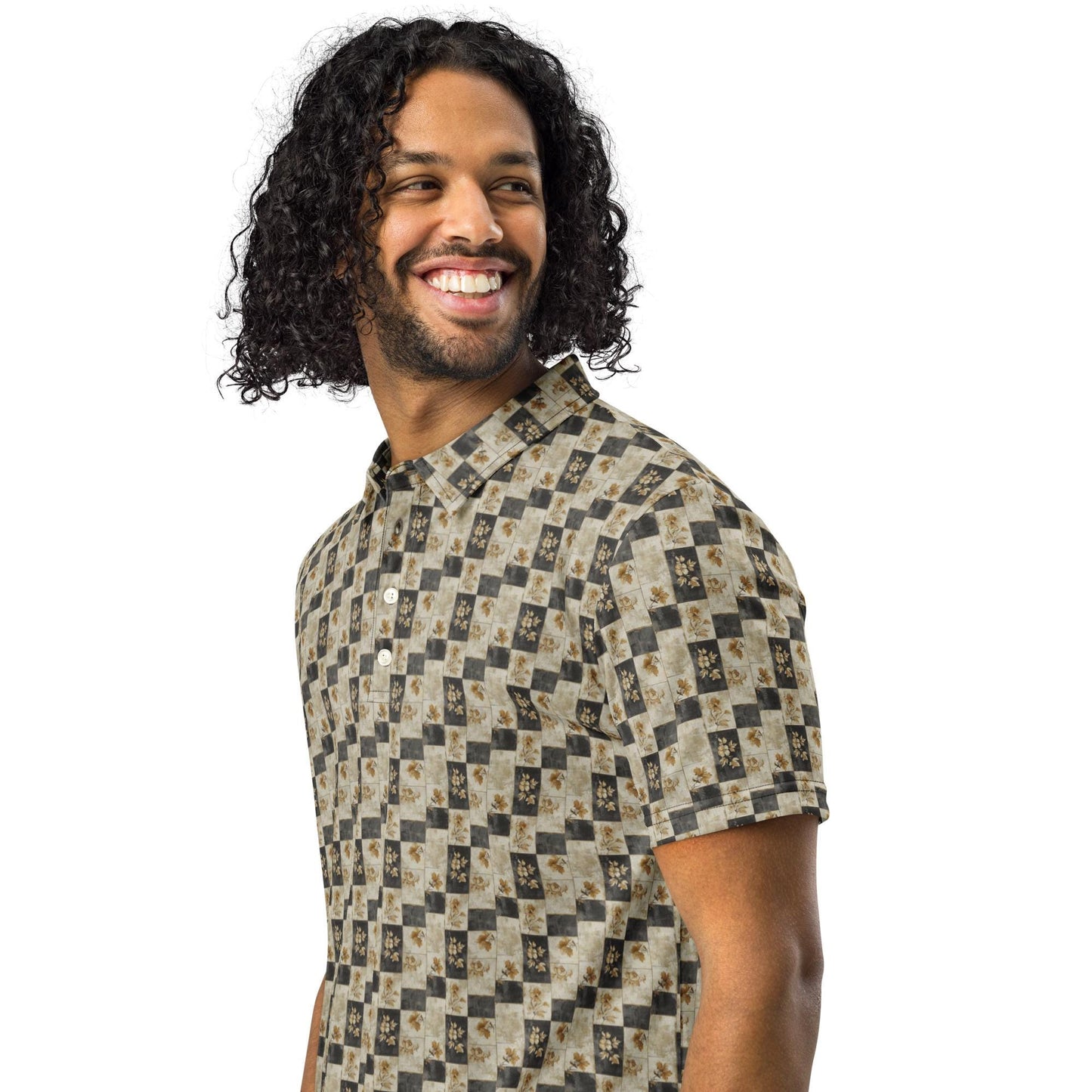 Men’s slim fit polo gothic soft style classy casual dinner minimilist basic pattern fashionista male designer shirt