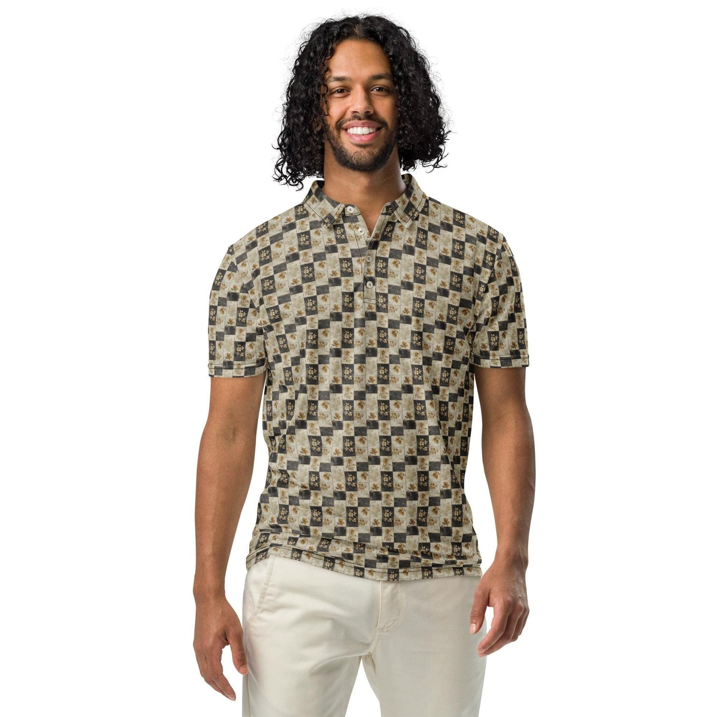 Men’s slim fit polo gothic soft style classy casual dinner minimilist basic pattern fashionista male designer shirt