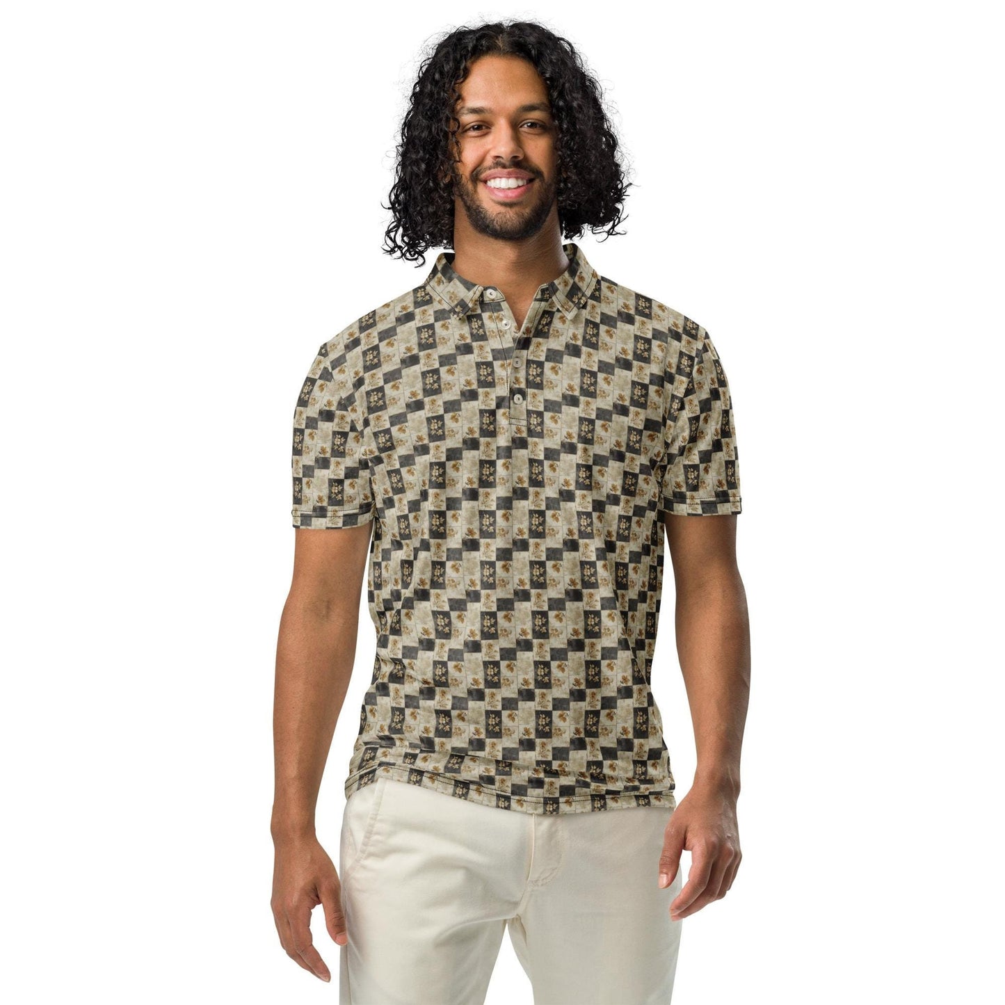Men’s slim fit polo gothic soft style classy casual dinner minimilist basic pattern fashionista male designer shirt