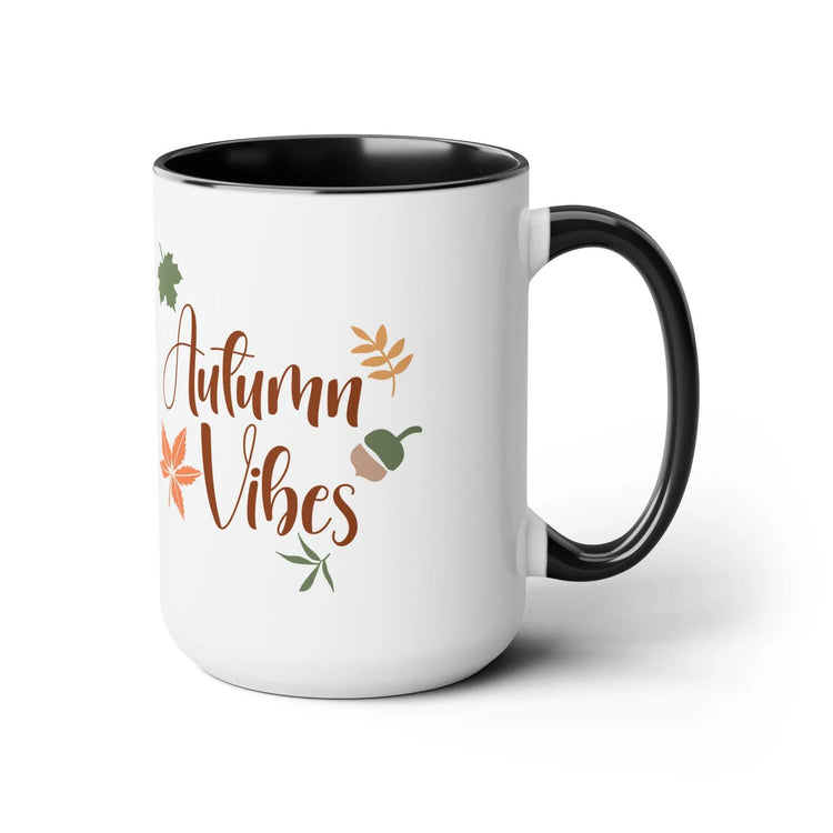 Two-Tone Coffee Mugs, 15oz, Autumn Fall vibes large novelty coffee hot tea apple cider holiday kitchen home decor simple sweet beverage cup The Aurora Touch