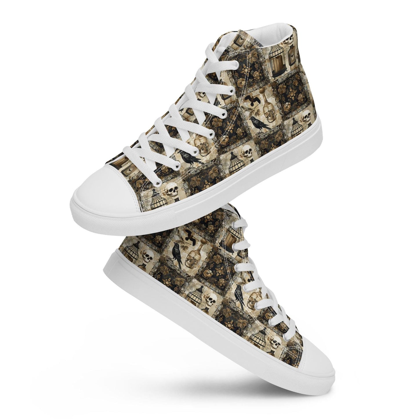 Women’s gothic Halloween Fall fashion style pattern print casual school work youthful trendy high top canvas shoes