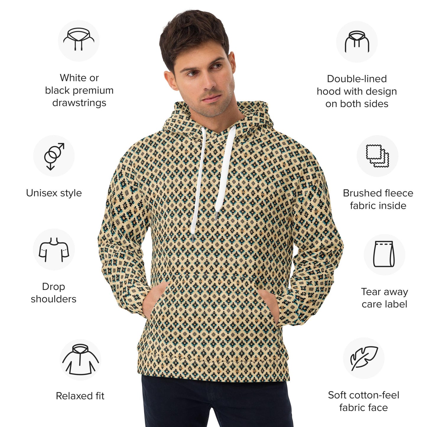 Men's casual native print pattern soft warm vibrant sweatshirt everyday stylish fashion school office wear for him sweater