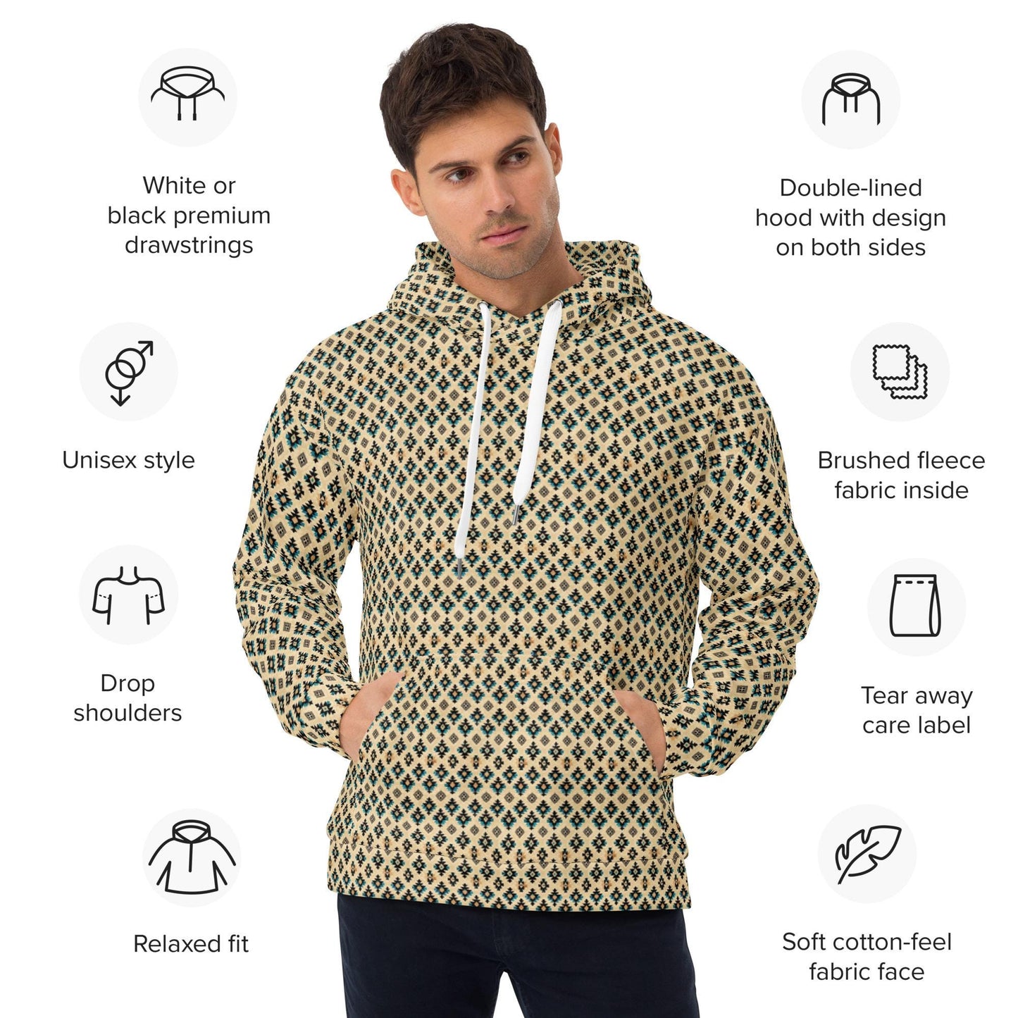 Men's casual native print pattern soft warm vibrant sweatshirt everyday stylish fashion school office wear for him sweater
