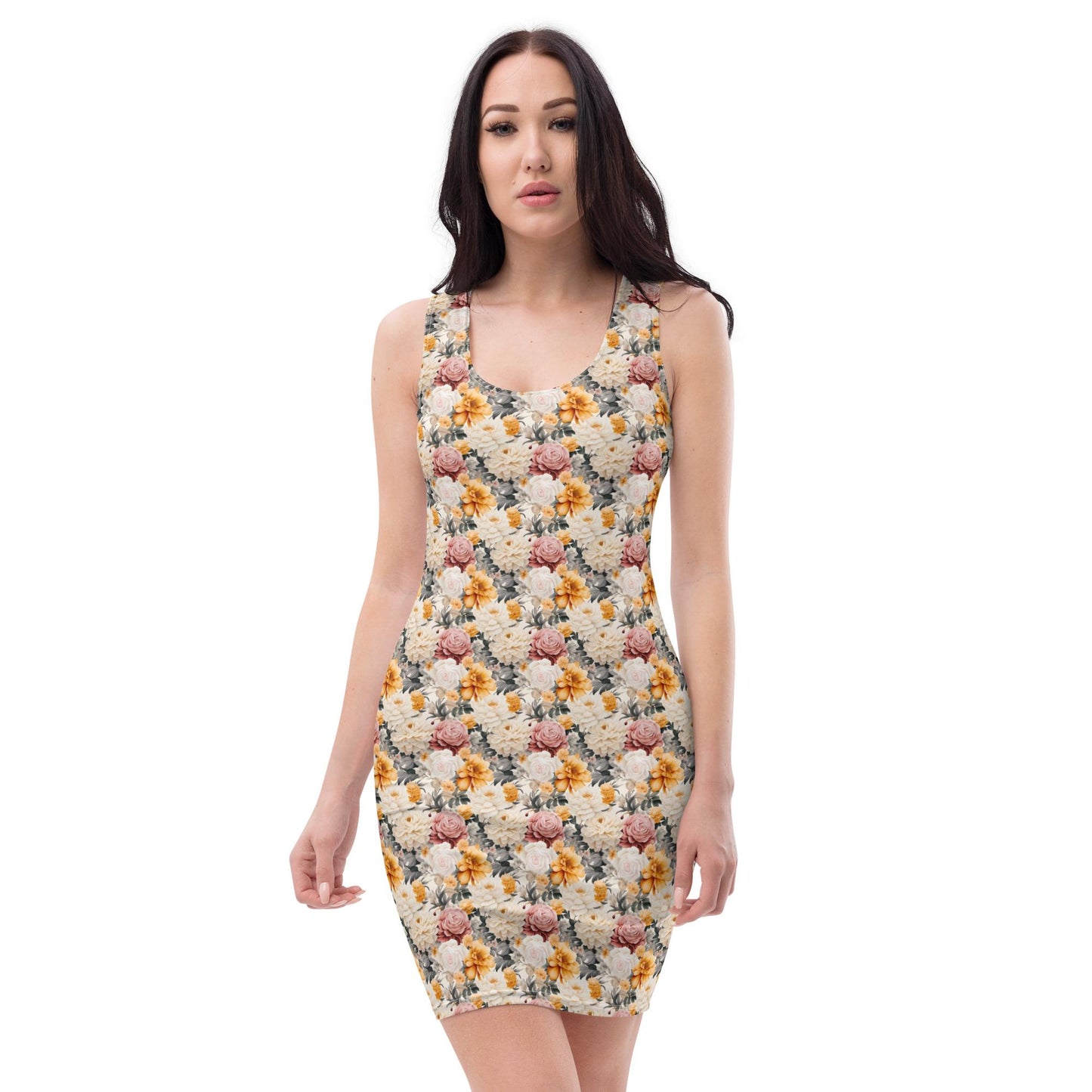 Floral all over print pattern art design casual dinner date party wear blazer fashion bodycon dress