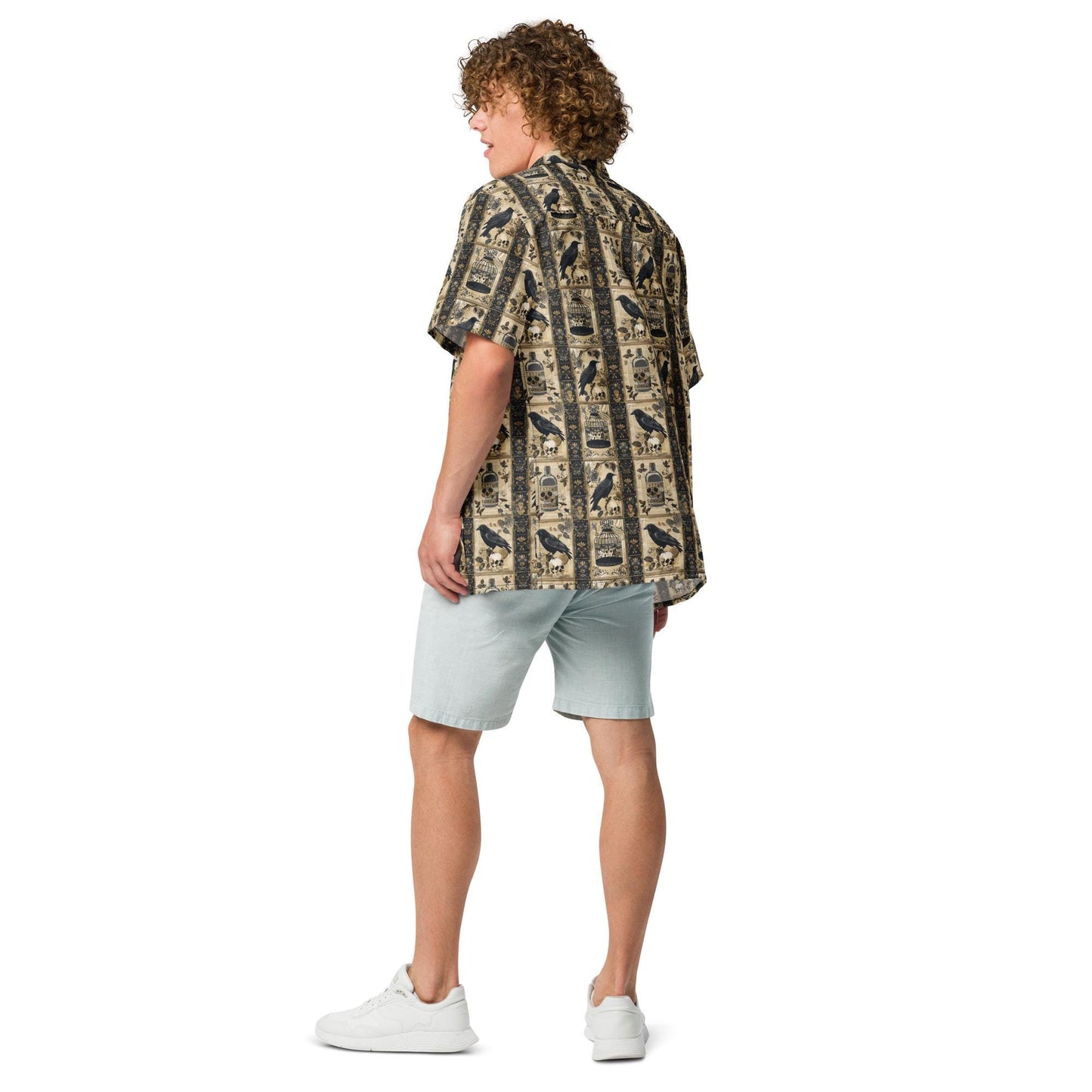 Unisex button shirt, Mens gothic mystic design light airy sweatfree relaxing chill button everyday casual work party oversize shirt