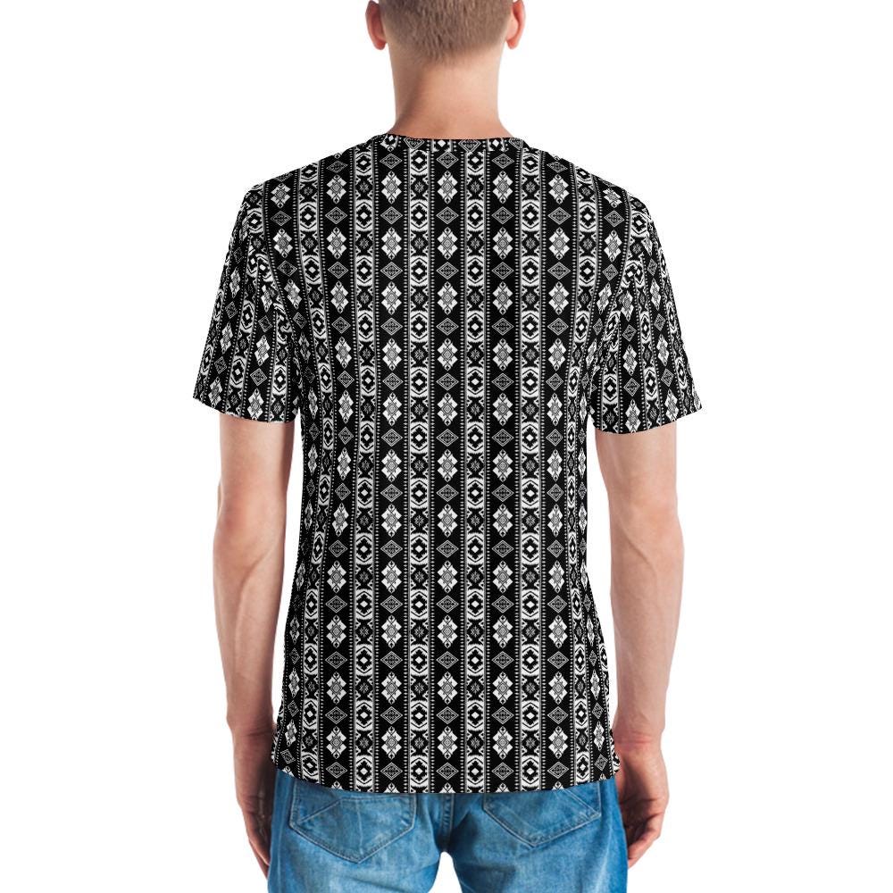 Men's t-shirt, all over print design pattern casual work school jean short sweats pairing soft stylish versatile clothing attire shirt