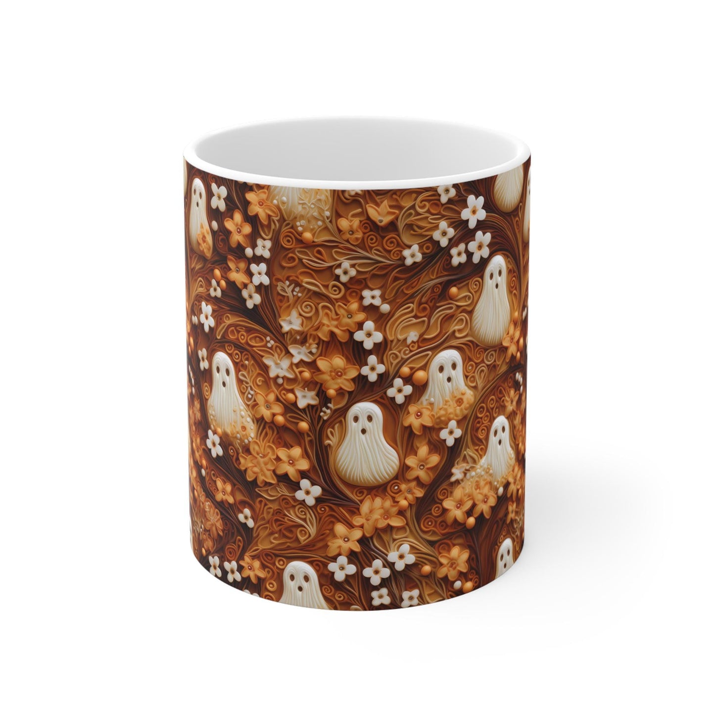 Halloween 3D Clay Ghosts Mug - 11oz Coffee, Tea, Hot Chocolate Festive Family Beverage Cup
