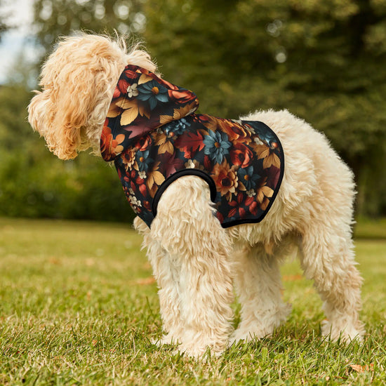 Fall Floral Pet Hoodie - Stylish Custom Design for Casual Walks, Travel, and Pet Lovers - Perfect Holiday Gift, Dog or Cat Owner Apparel The Aurora Touch