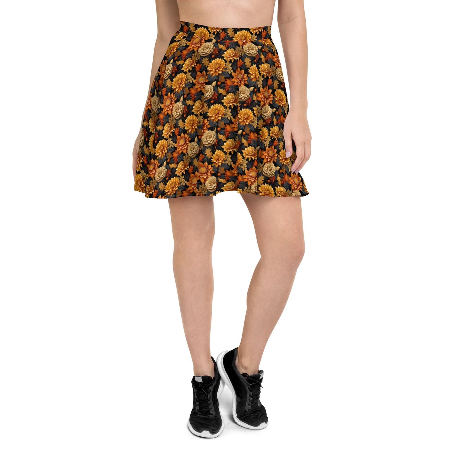 Skater Skirt, Fall season Autumn leaves all over pattern print design flaterring fabric casual dinner date concert Holiday style skirt