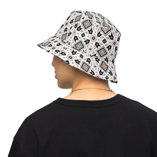 Reversible Bucket Hat | Western Textile Pattern | Casual Streetwear Fashion | Dual Outfit Look The Aurora Touch