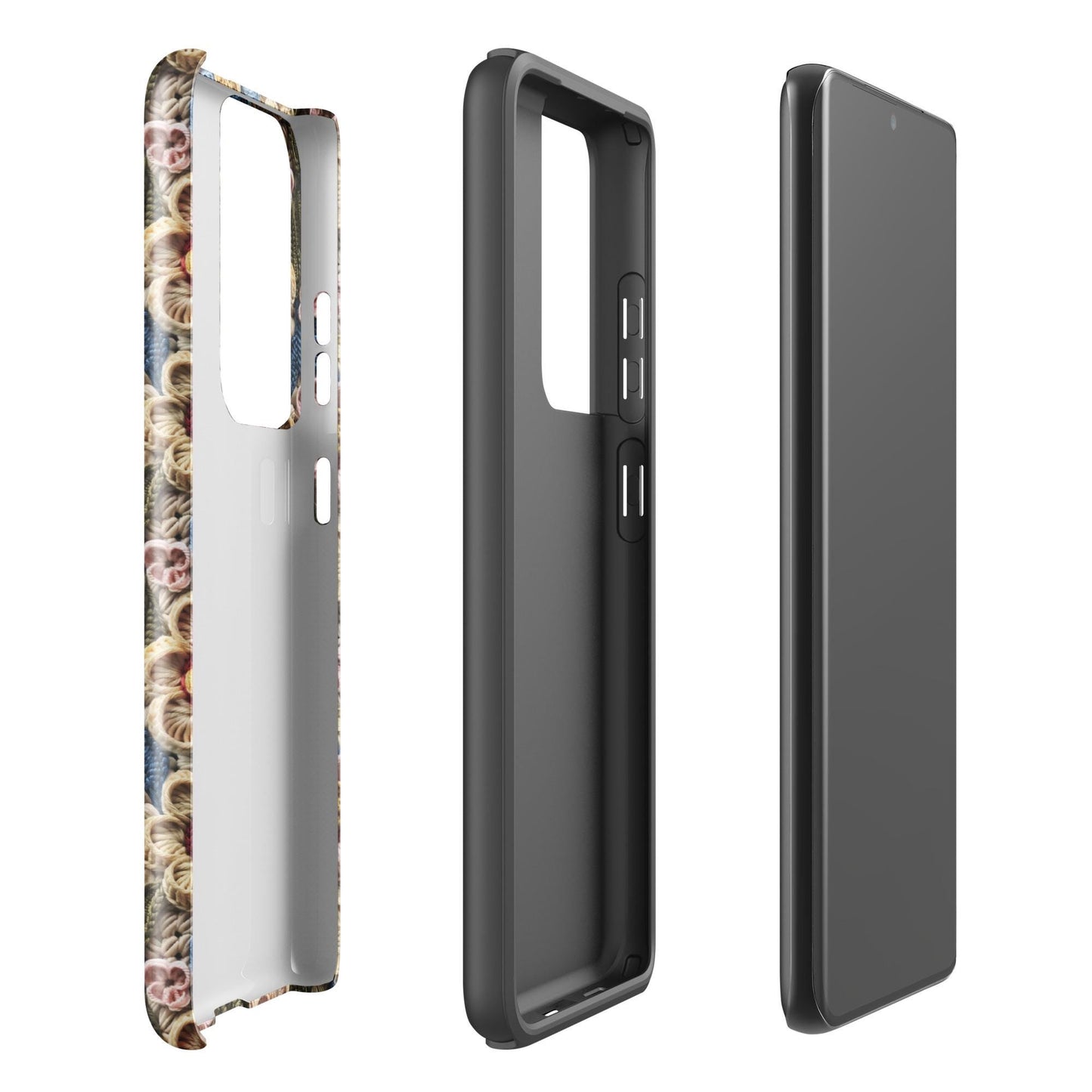 Tough case for Samsung®, floral crotchet AOP pattern design android hard sturdy phone stylish protection cover case for everyday use