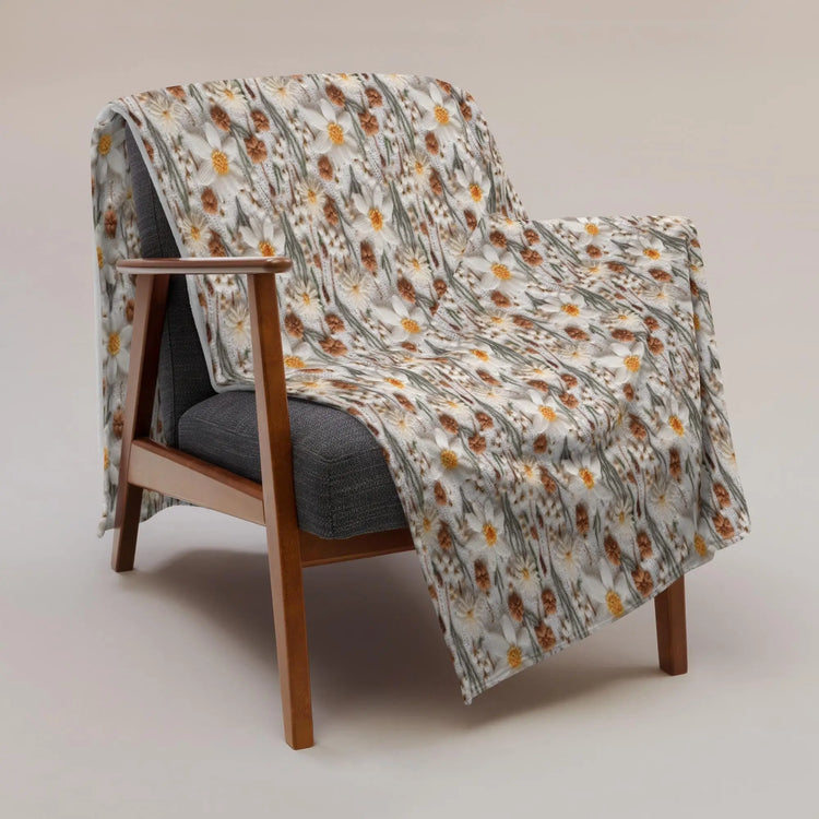 Chic Floral Crochet Throw Blanket - Stylish Fall All-Over 3D crotchet Print for Cozy Living Spaces The Aurora Touch