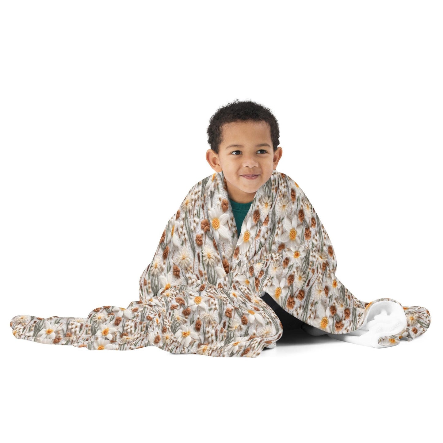 Chic Floral Crochet Throw Blanket - Stylish Fall All-Over 3D crotchet Print for Cozy Living Spaces