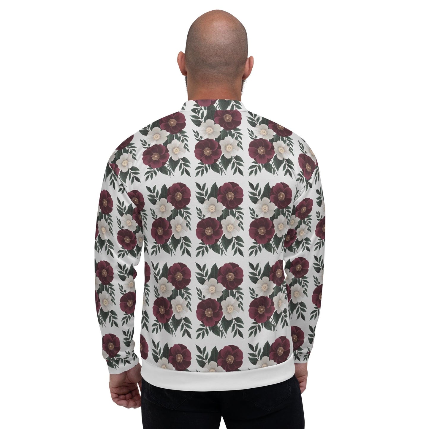 Men's stylish Bomber Jacket Holiday fashion designer look soft casual dressy all over print statement jacket