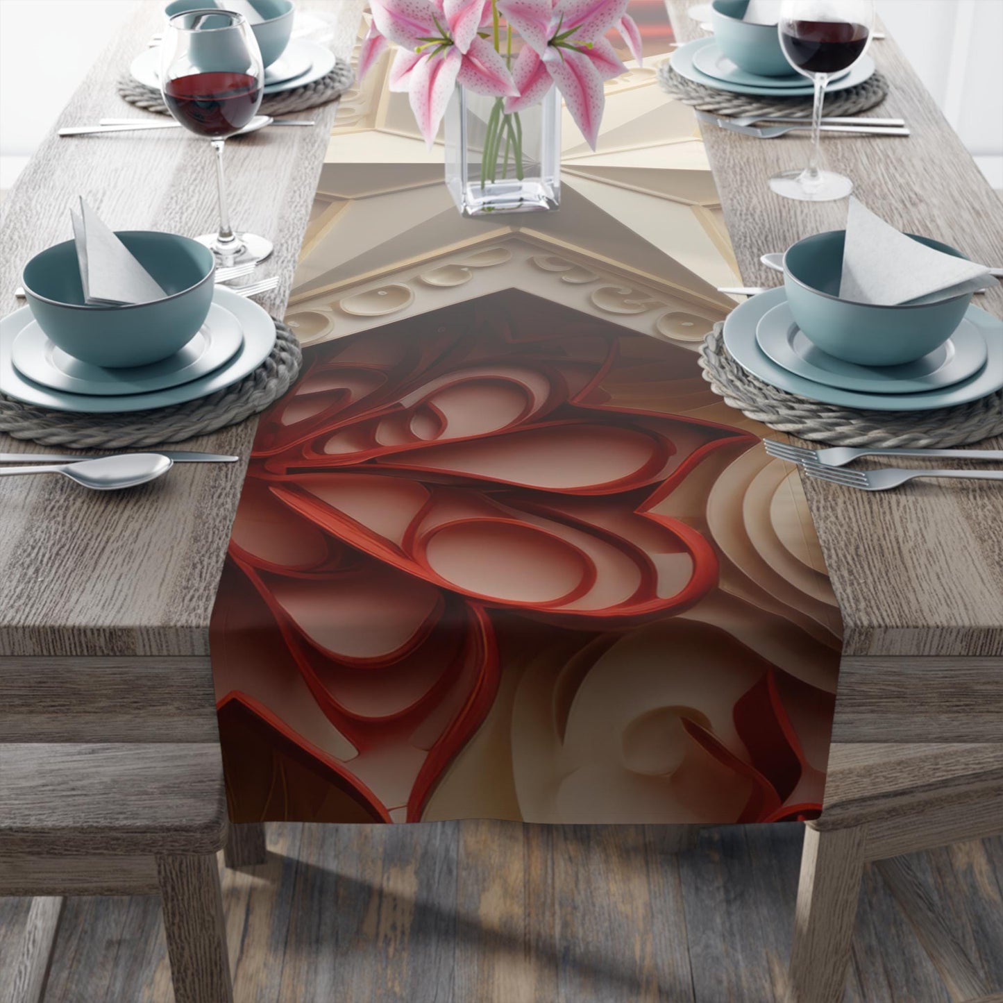 Elegant Holiday Table Runner, Festive Dining Decor, Cotton & Poly Runner, Christmas Table Decoration, Modern Centerpiece
