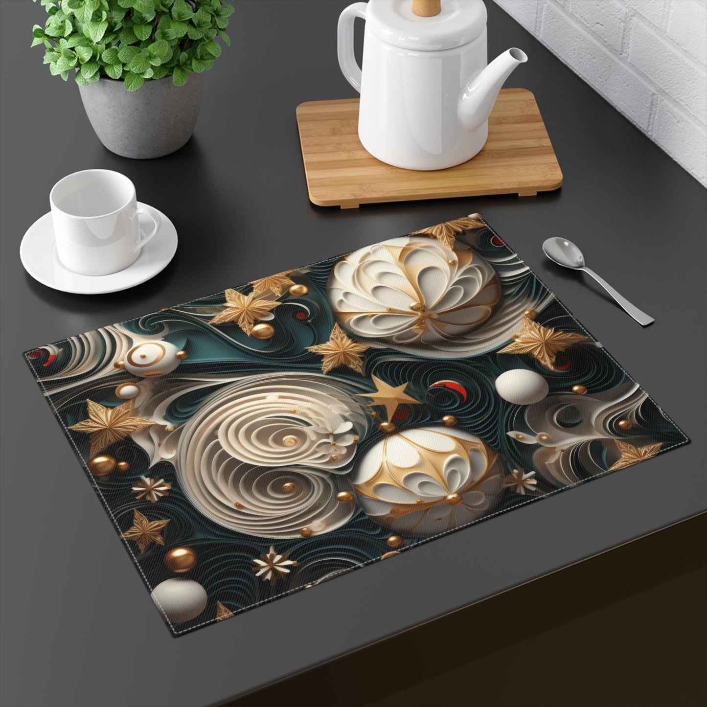 Elegant Holiday Placemat - Christmas Table Decor, Festive Dinnerware, Unique Home Decoration, Seasonal Dining, Table Setting