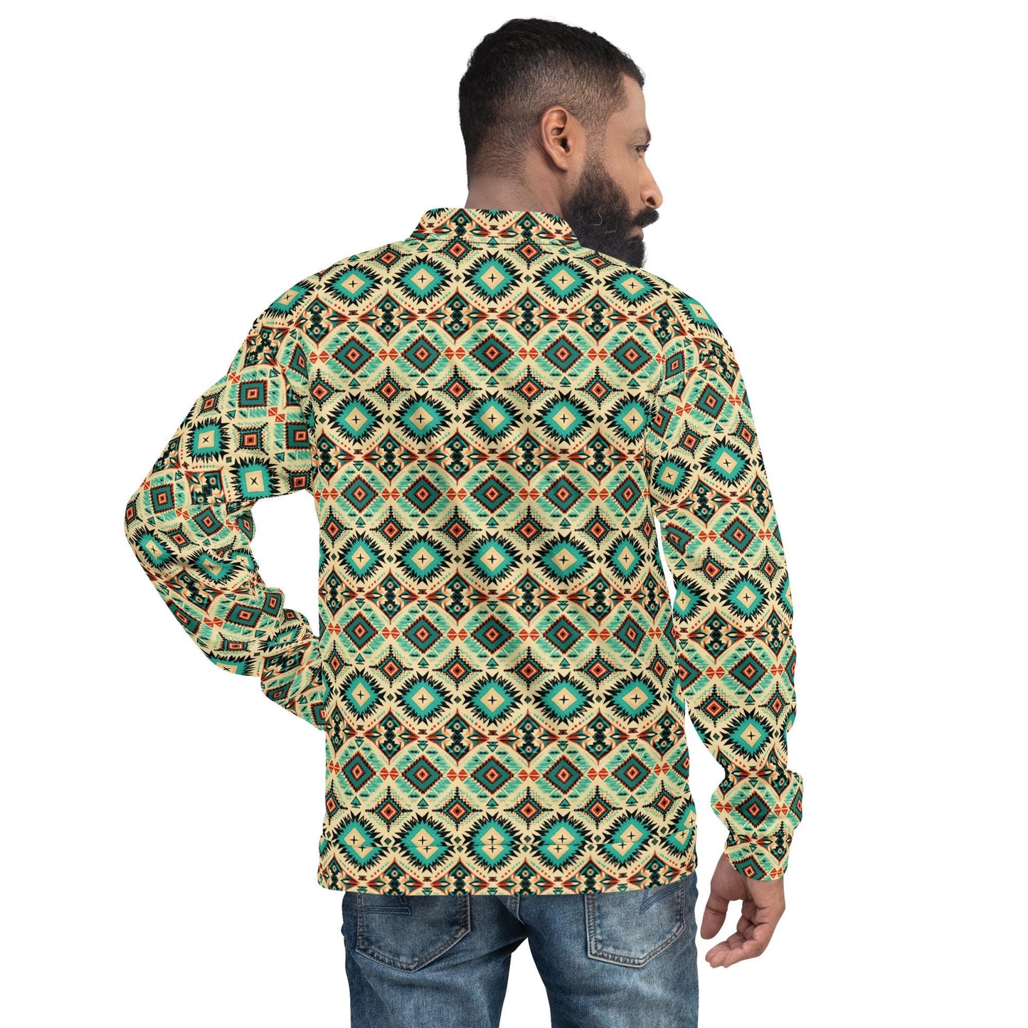 Men's Vibrant All-Over Print Unisex Bomber Jacket – Stylish, Relaxed Fit with Brushed Fleece Lining