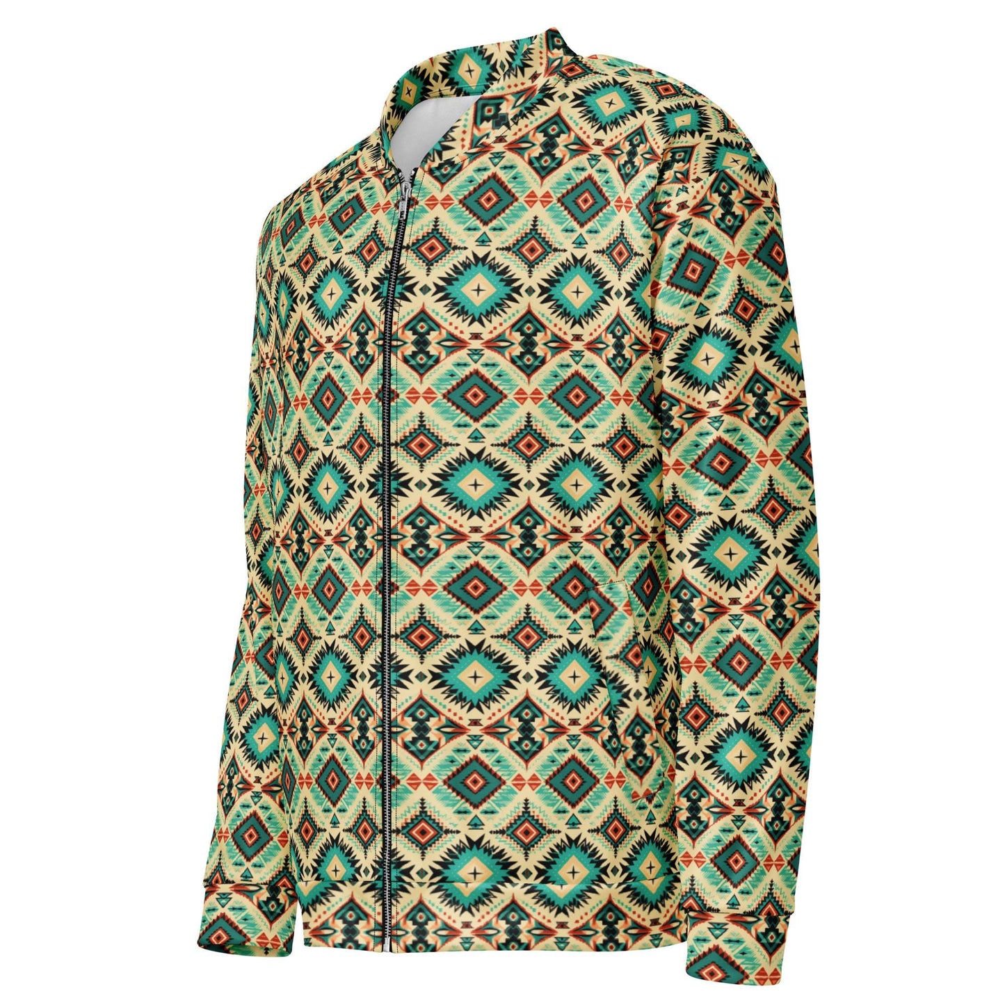 Men's Vibrant All-Over Print Unisex Bomber Jacket – Stylish, Relaxed Fit with Brushed Fleece Lining