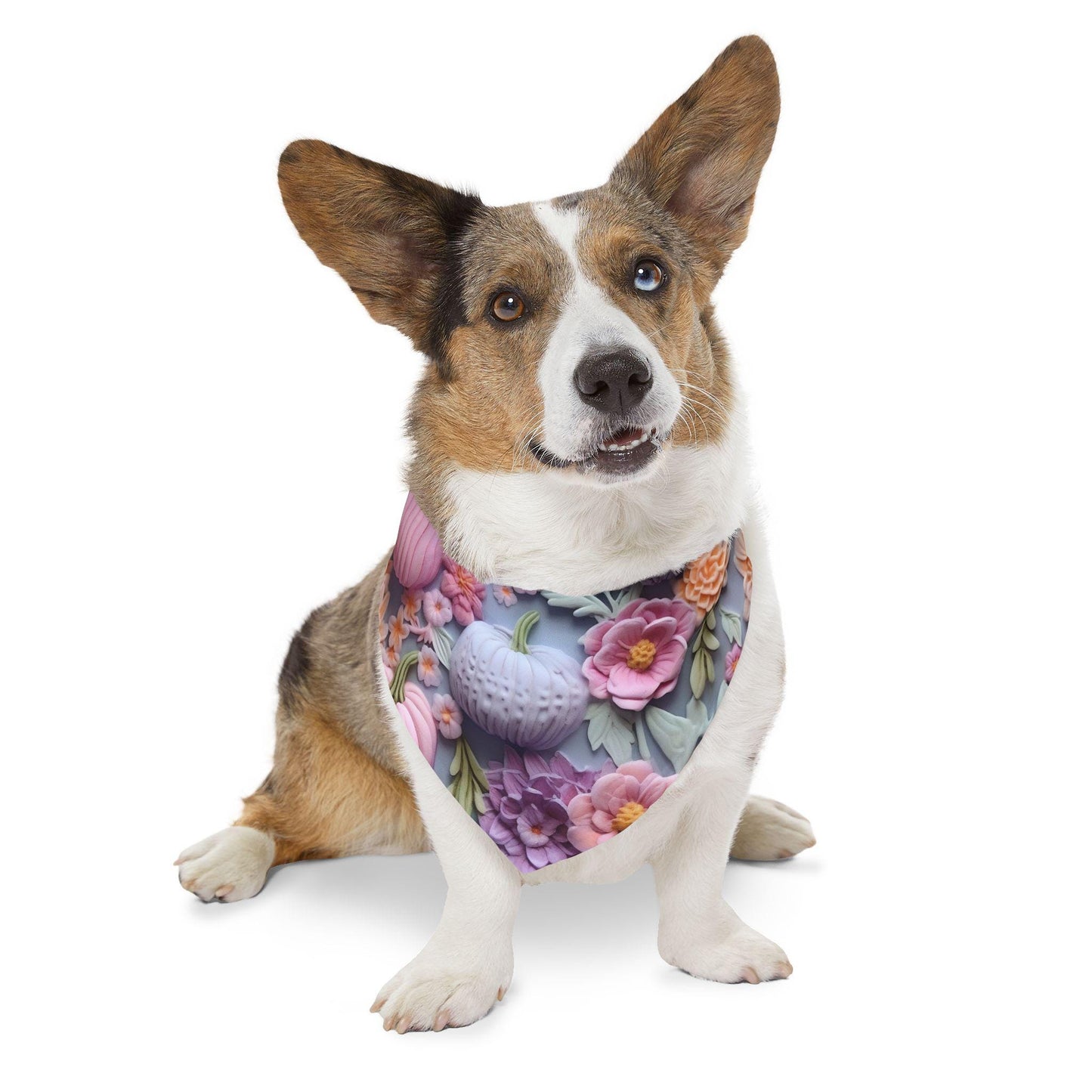 Floral Pumpkin Pet Bandana Collar, Fall Accessory, Dog Bandana, Pet Costume, Autumn Outfit, Gift for Dog Lovers