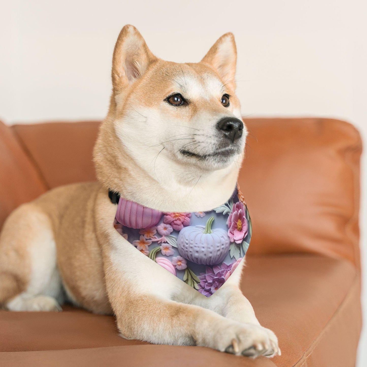 Floral Pumpkin Pet Bandana Collar, Fall Accessory, Dog Bandana, Pet Costume, Autumn Outfit, Gift for Dog Lovers