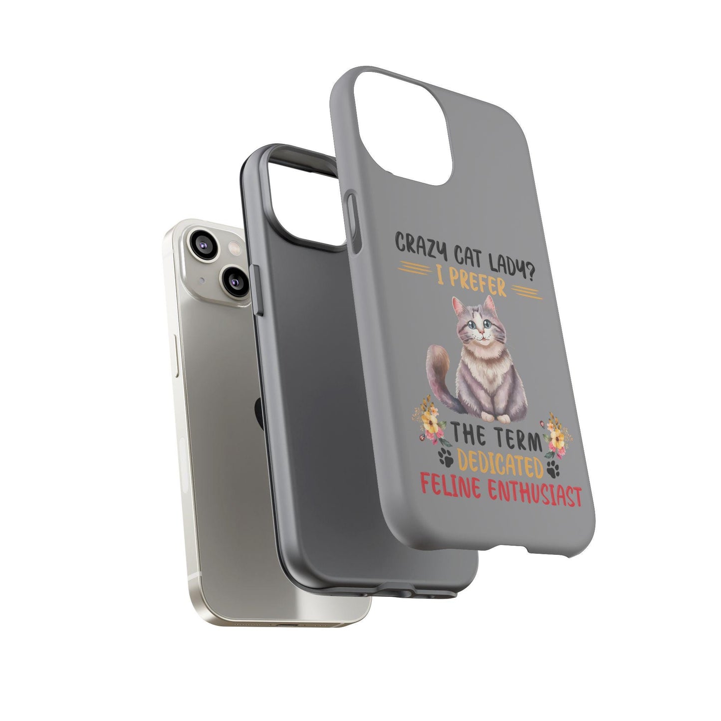 Tough Cases. Iphone 14 sturdy case, Iphone15 funny case, Sarcastic Crazy Cat Lady, Matte phone covers, cat lover gift