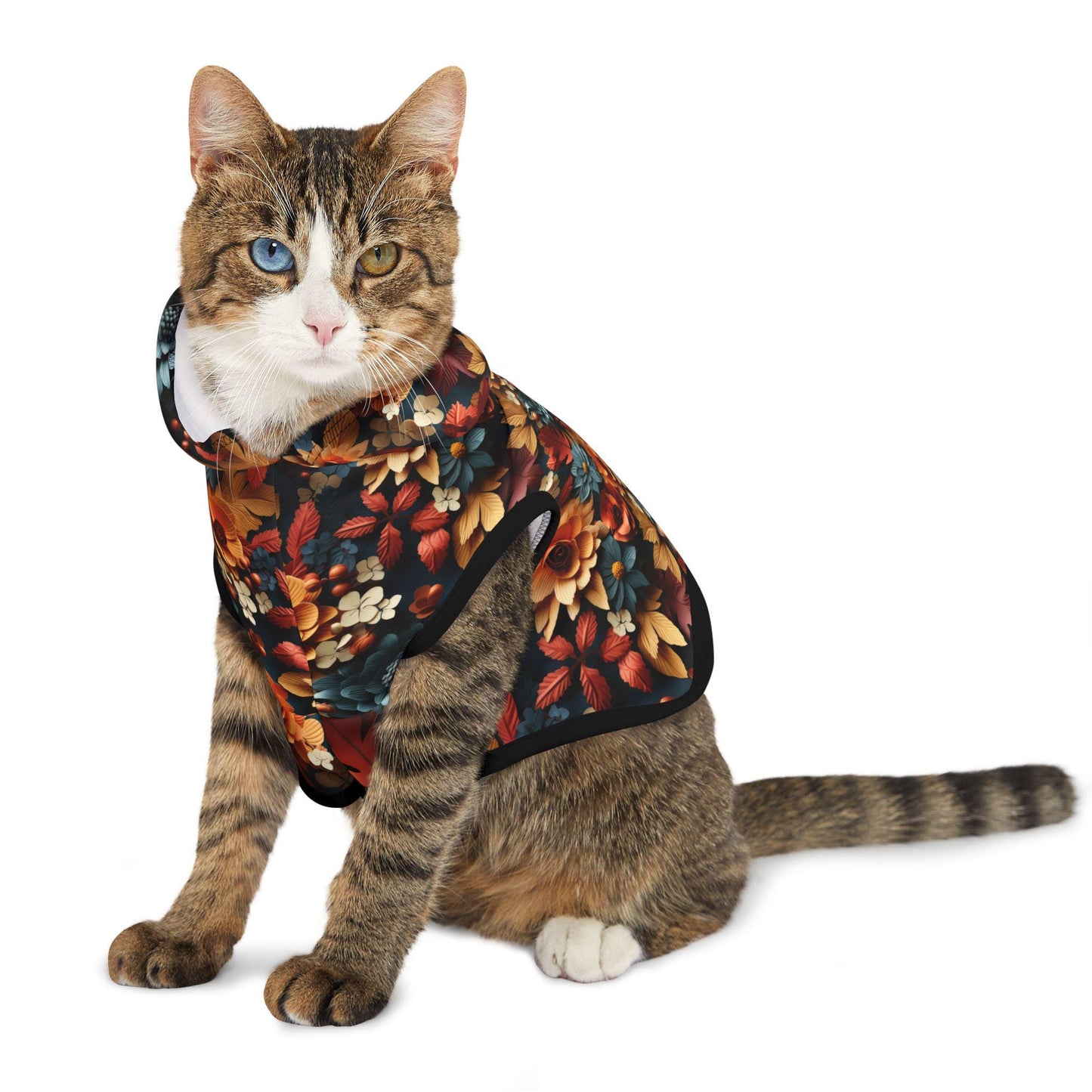 Fall Floral Pet Hoodie - Stylish Custom Design for Casual Walks, Travel, and Pet Lovers - Perfect Holiday Gift, Dog or Cat Owner Apparel