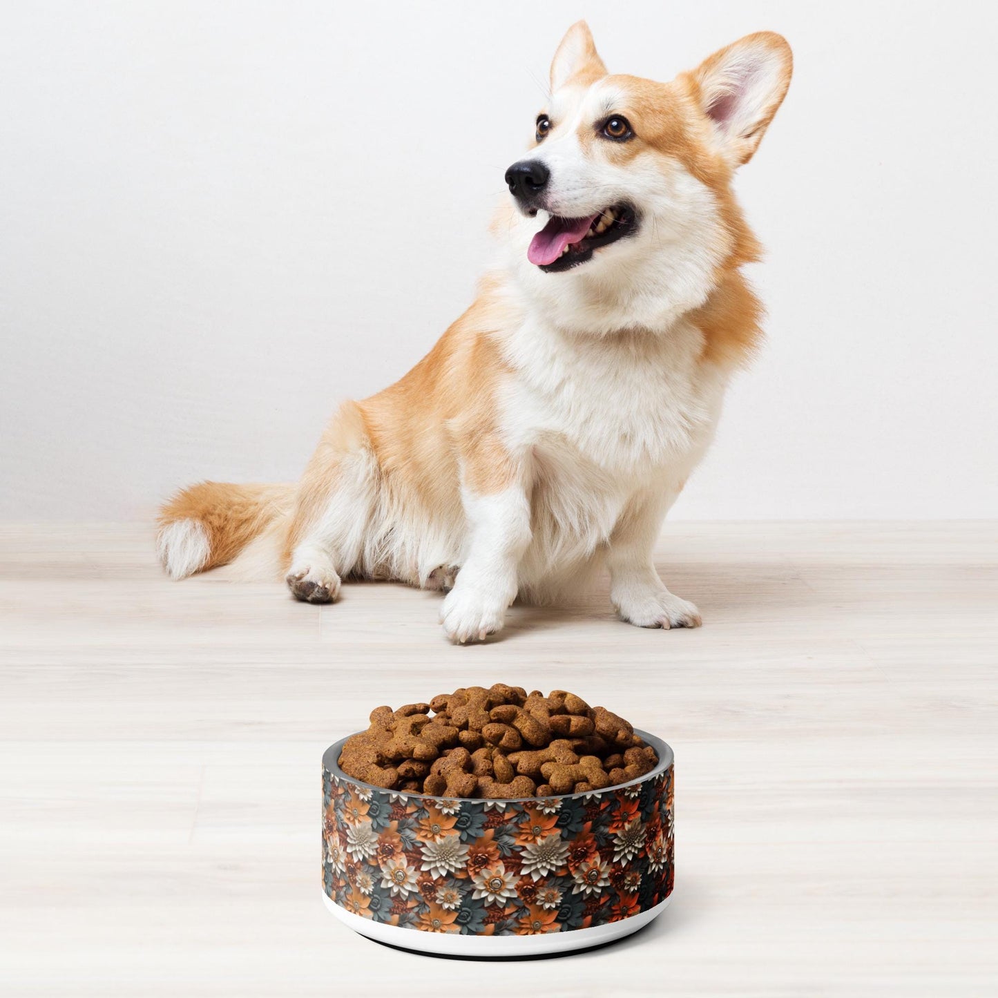 Fall Floral Pet bowl all over print pattern design