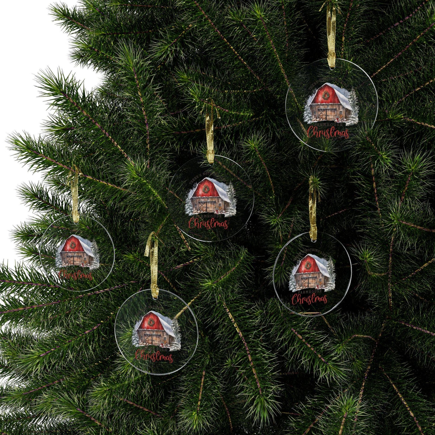 Acrylic Ornaments, Farmhouse Decorations, Tree Ornaments, Xmas ornaments, Country Xmas, Xmas Barn, Holiday Decor, Room Decor - Rustic