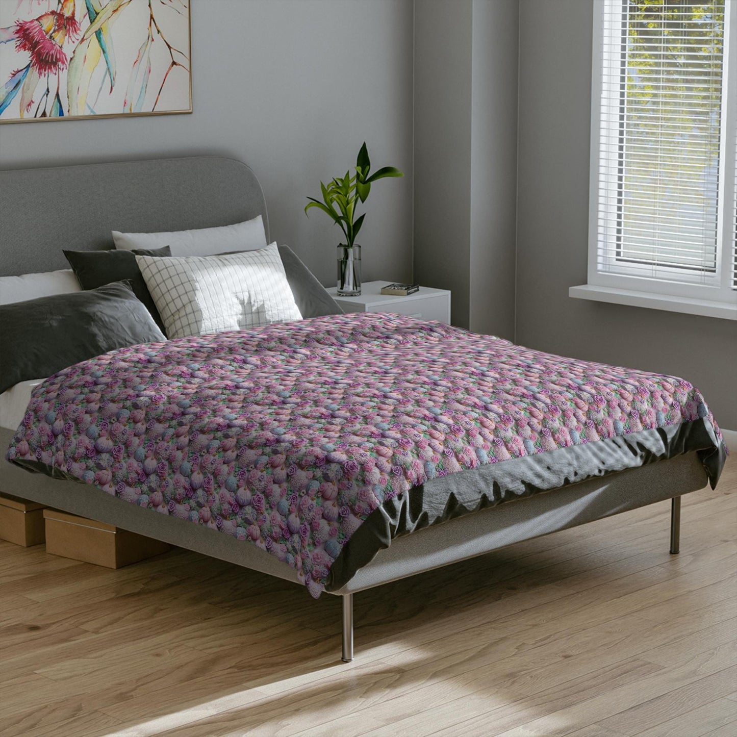 Floral Fall Velveteen Microfiber Blanket | Cozy Gift for Home, Sofa Throw, Bedroom Decor, Mother's Day, Baby Shower, Thanksgiving