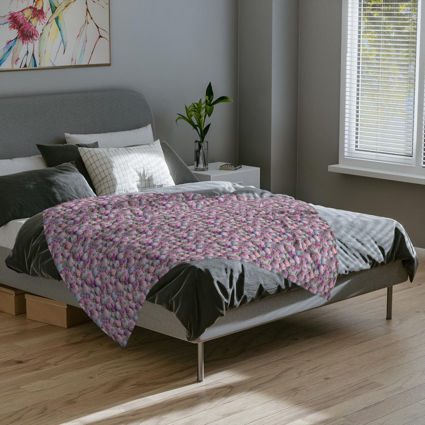 Floral Fall Velveteen Microfiber Blanket | Cozy Gift for Home, Sofa Throw, Bedroom Decor, Mother's Day, Baby Shower, Thanksgiving