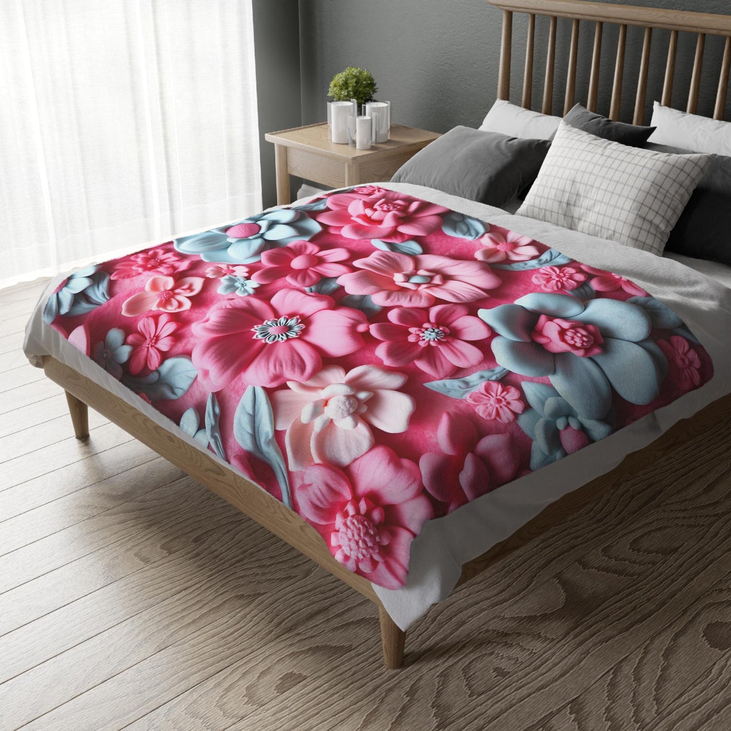 Floral Microfiber Two- Sided Blanket, Cozy Home Decor, Soft Pet Blanket, Chic Gift for Her, Spring Vibes, Garden Lover's Dream