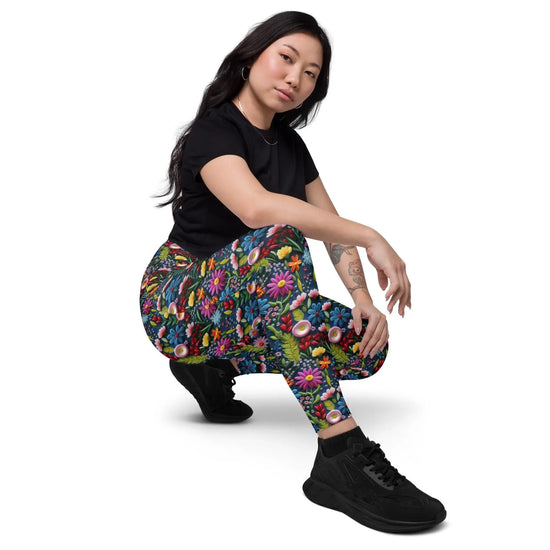 High-Waisted Fall All-Over Print Pocket Leggings | Eco-Friendly Semi-Compression Workout & Casual Wear