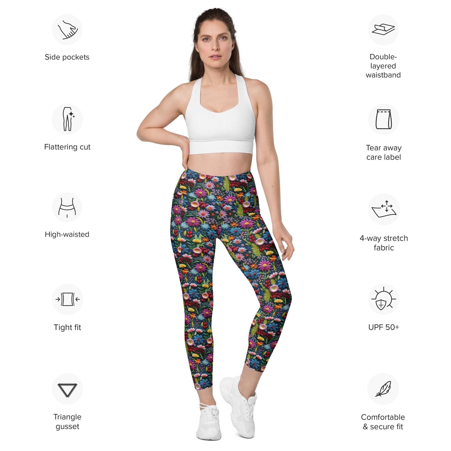 High-Waisted Fall All-Over Print Pocket Leggings | Eco-Friendly Semi-Compression Workout & Casual Wear